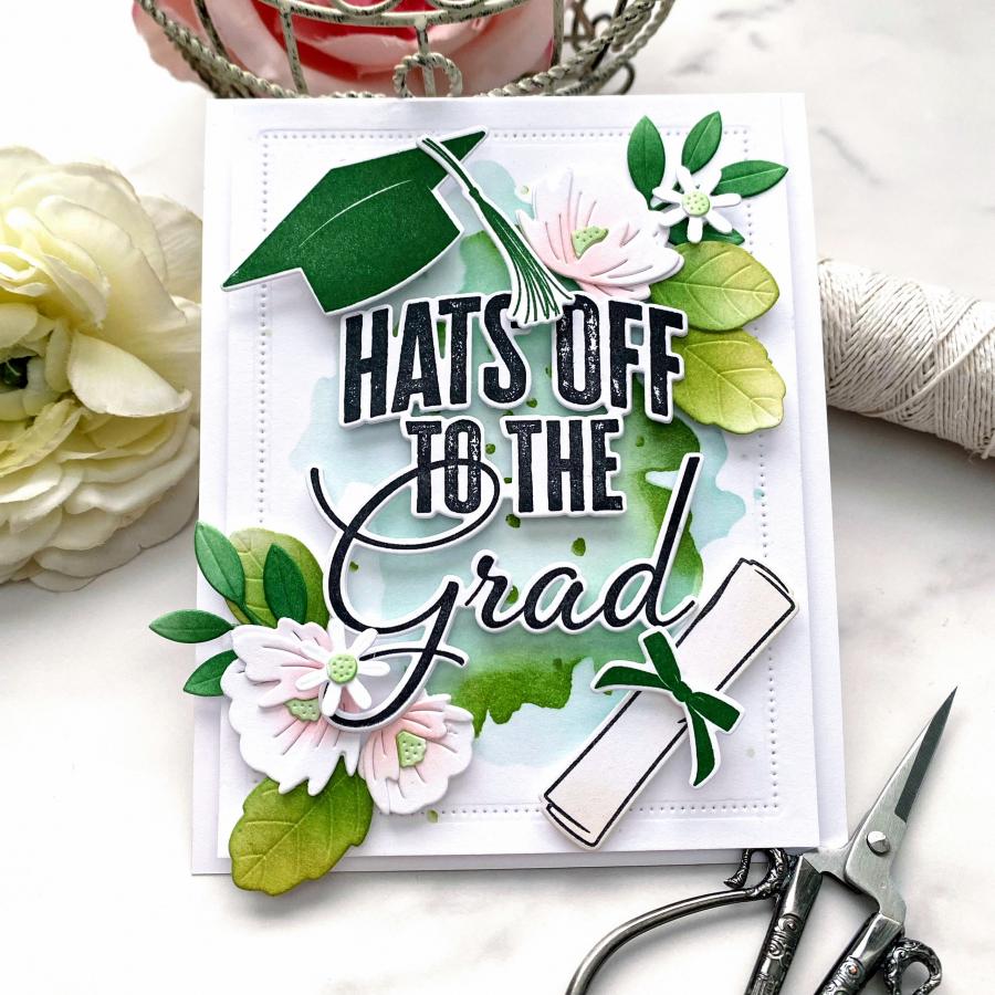 Papertrey Ink The Bigs Congrats To The Grad Clear Stamps 1634 flowers