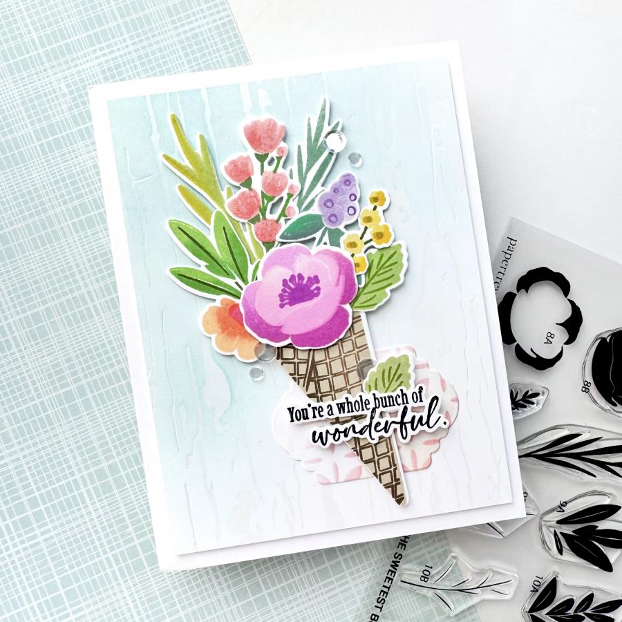Papertrey Ink The Sweetest Bunch Clear Stamp and Die Set flowers