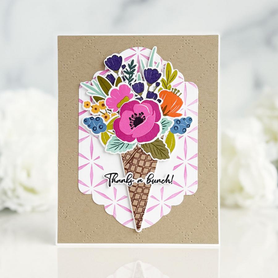 Papertrey Ink The Sweetest Bunch Clear Stamp and Die Set thanks