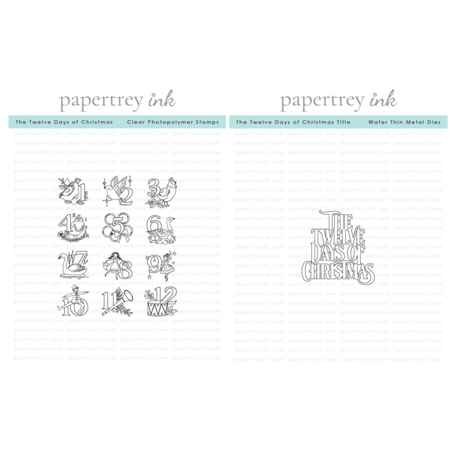 Papertrey Ink The Twelve Days of Christmas Clear Stamp and Title Die Set