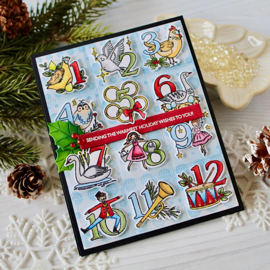 Papertrey Ink The Twelve Days of Christmas Clear Stamp and Title Die Set numbers