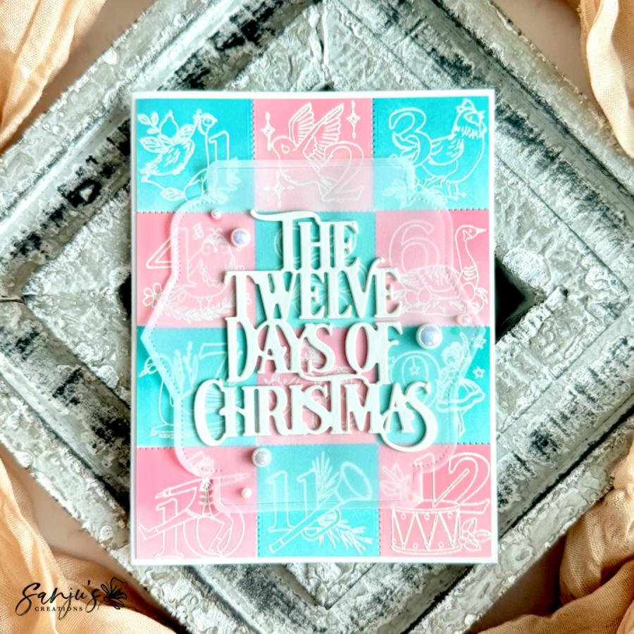 Papertrey Ink The Twelve Days of Christmas Title Die pti-1001 pink