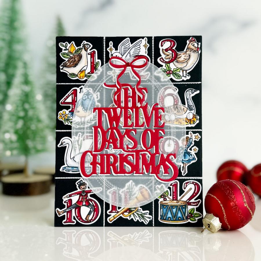 Papertrey Ink The Twelve Days of Christmas Title Die pti-1001 red bow