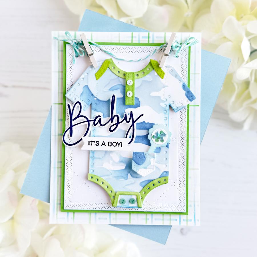 Papertrey Ink This is Big Sentiments Baby Dies pti-0941 it's a boy