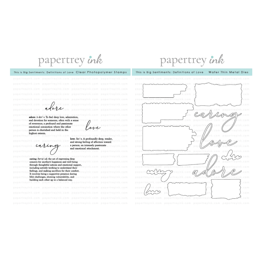 Papertrey Ink This is Big Sentiments Definitions of Love Clear Stamp and Die Set
