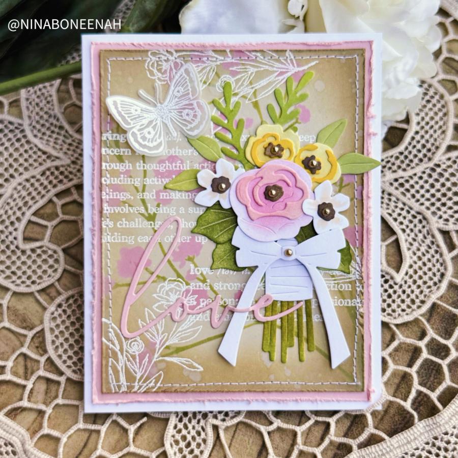 Papertrey Ink This is Big Sentiments Definitions of Love Clear Stamp and Die Set flowers