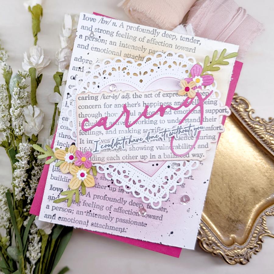 Papertrey Ink This is Big Sentiments Definitions of Love Clear Stamp and Die Set heart