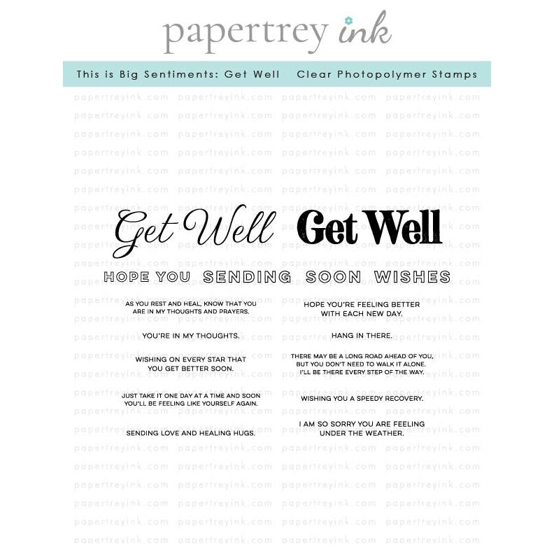 Papertrey Ink This is Big Sentiments Get Well Clear Stamps 1621