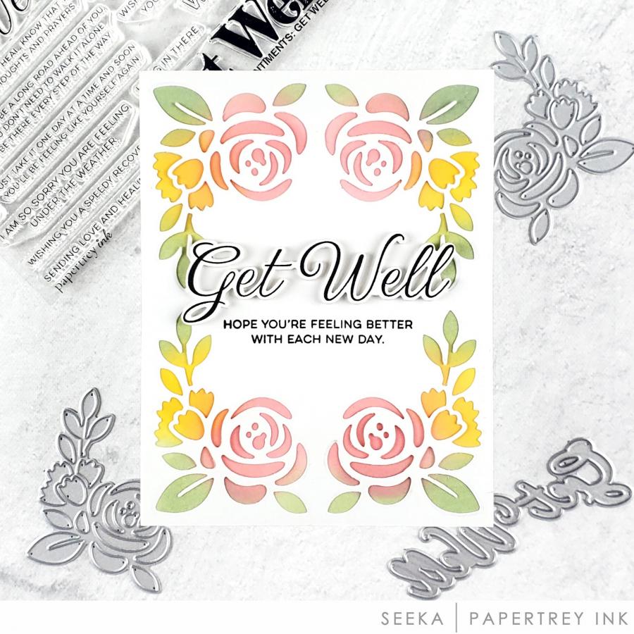 Papertrey Ink This is Big Sentiments Get Well Clear Stamps 1621 roses