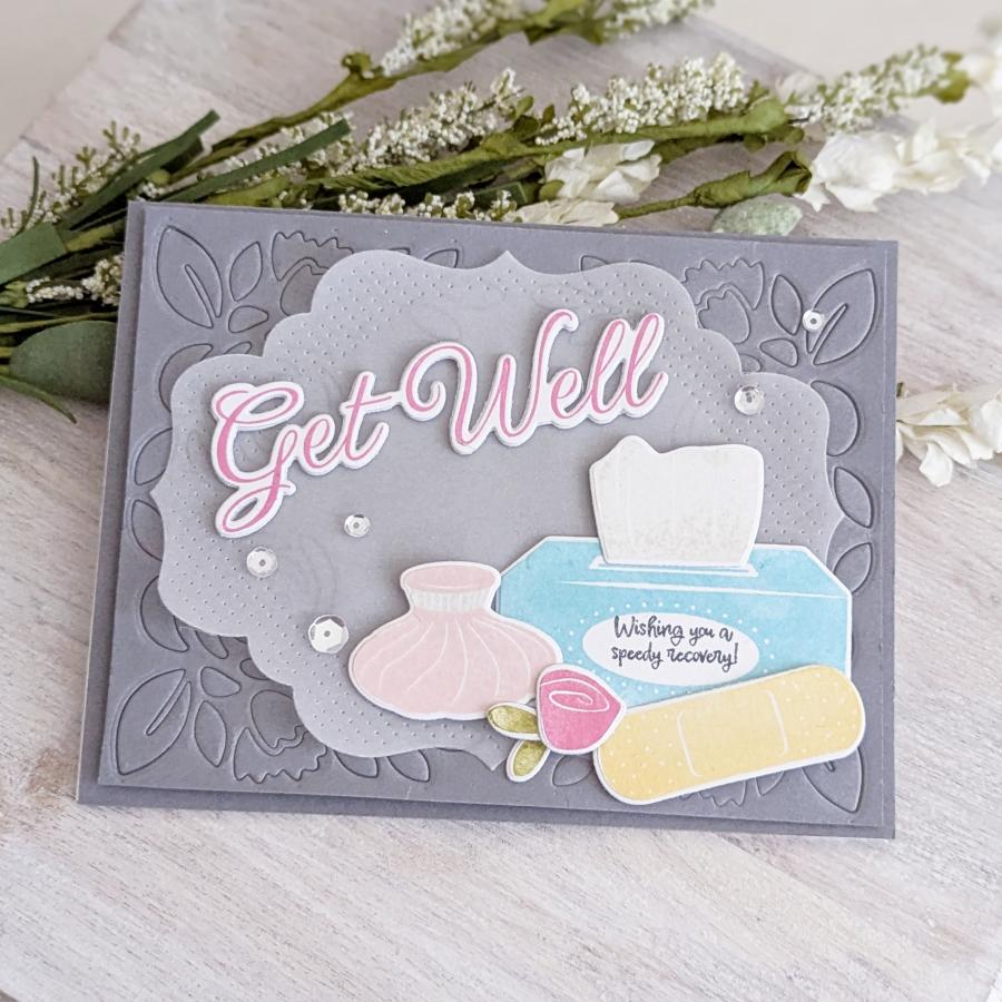 Papertrey Ink This is Big Sentiments Get Well Clear Stamps 1621 tissue box