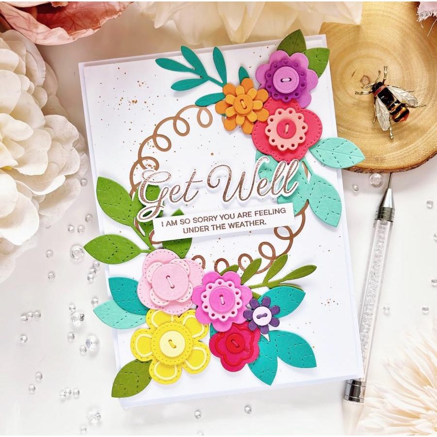 Papertrey Ink This is Big Sentiments Get Well Dies pti-0892 buttons