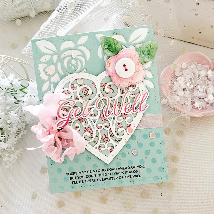 Papertrey Ink This is Big Sentiments Get Well Dies pti-0892 heart