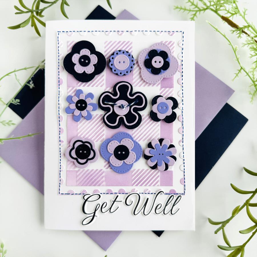 Papertrey Ink This is Big Sentiments Get Well Dies pti-0892 purple