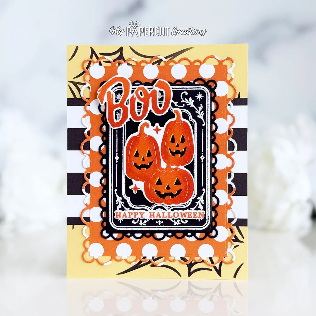 Papertrey Ink This is Big Sentiments Halloween Clear Stamp and Die Set happy halloween card
