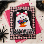 Papertrey Ink This is Big Sentiments Halloween Clear Stamps 1727 ghost with pumpkin bouquet card