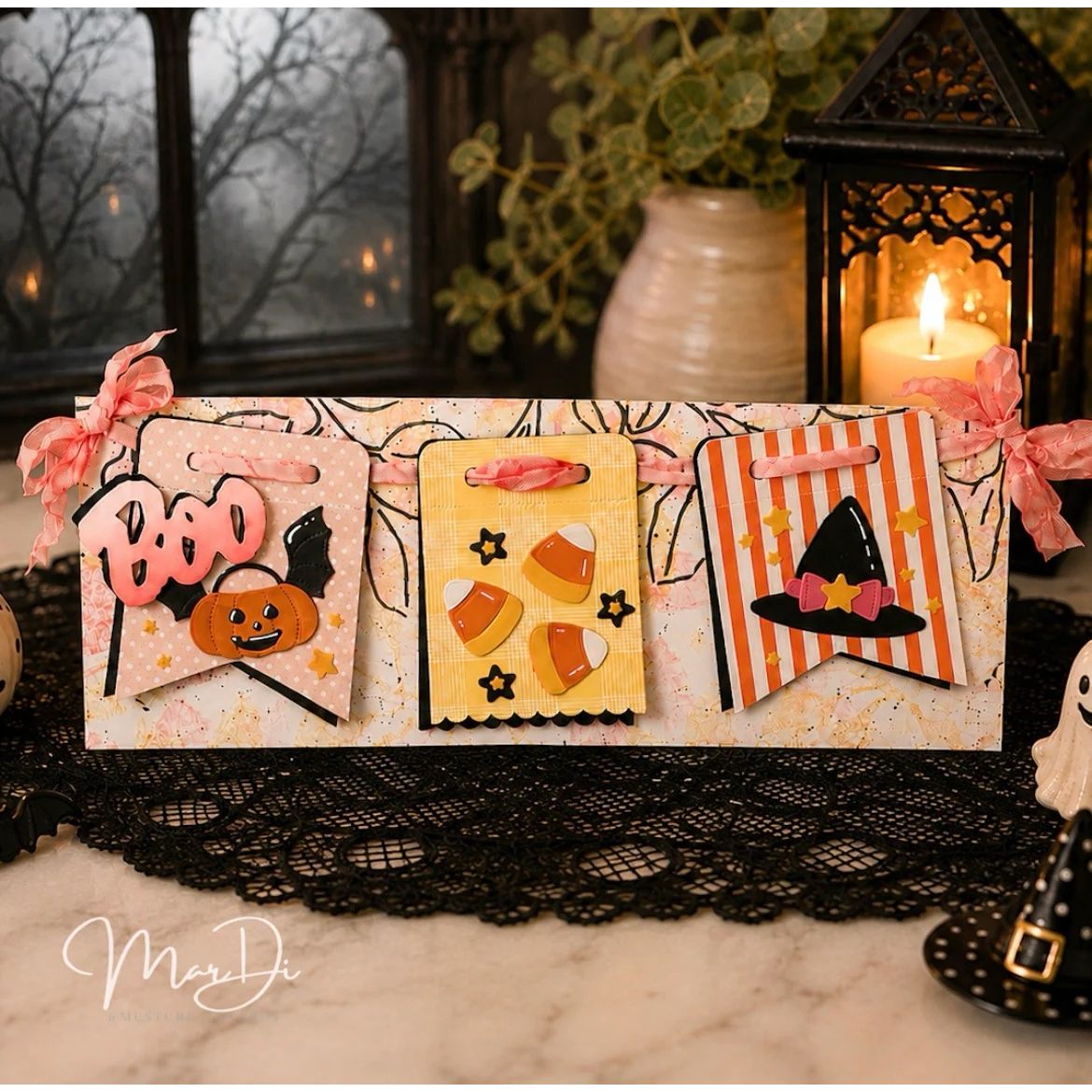 Papertrey Ink This is Big Sentiments Halloween Clear Stamps 1727 halloween pennants card