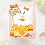 Papertrey Ink This is Big Sentiments Halloween Dies pti-1133 ghost on a pumpkin card