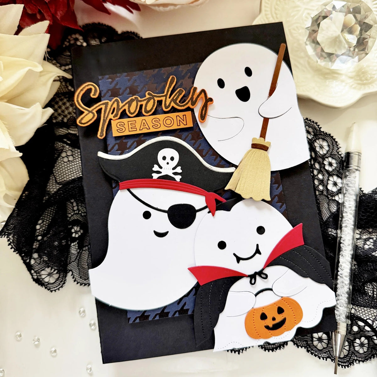 Papertrey Ink This is Big Sentiments Halloween Dies pti-1133 spooky season card