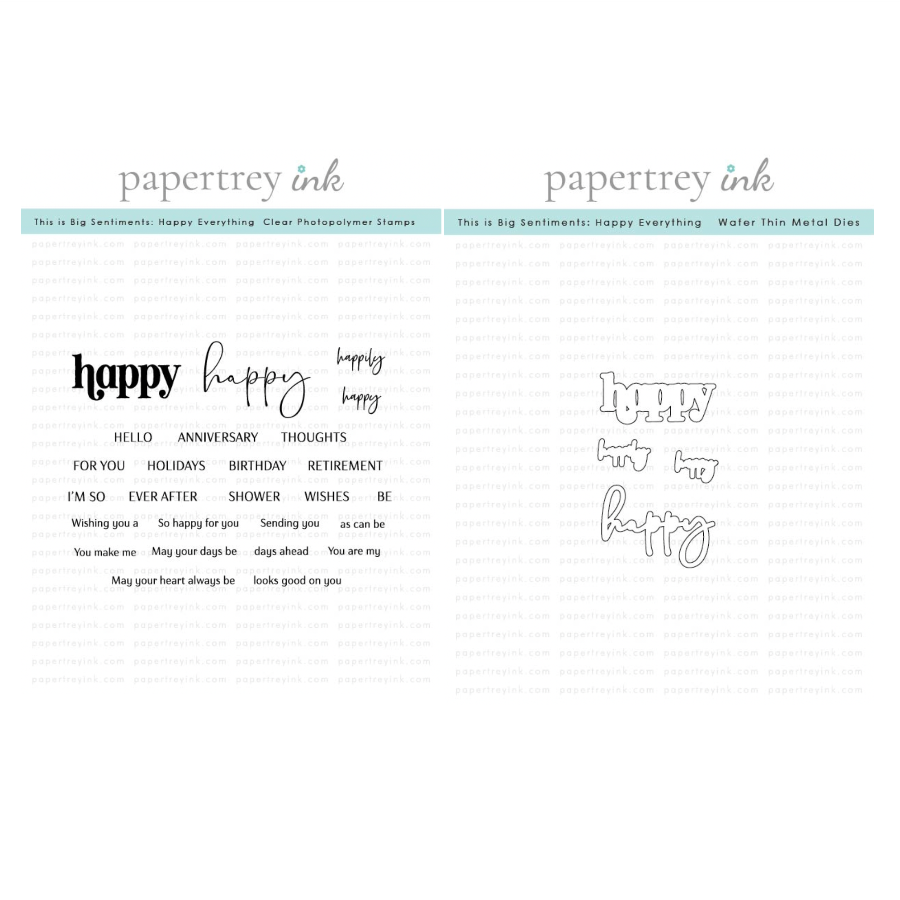 Papertrey Ink This is Big Sentiments Happy Everything Clear Stamp and Die Set