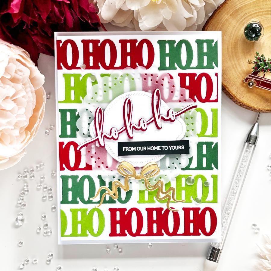 Papertrey Ink This is Big Sentiments Ho, Ho, Ho Clear Stamps 1604 red and green