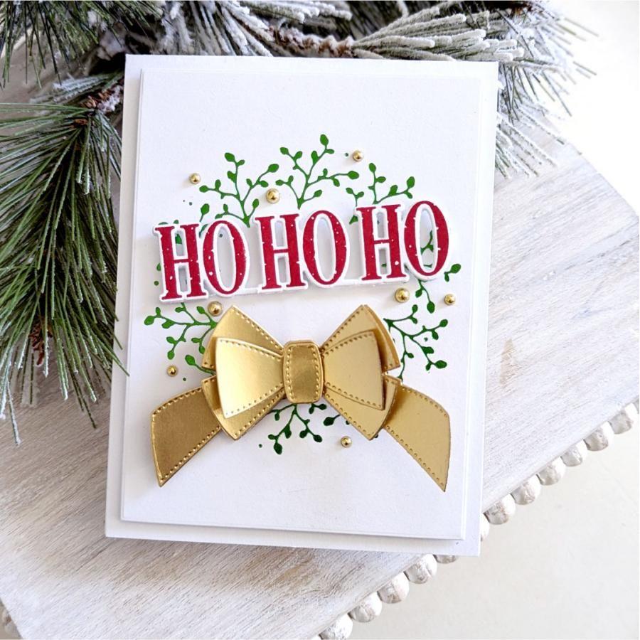 Papertrey Ink This is Big Sentiments Ho, Ho, Ho Dies pti-0851 gold bow