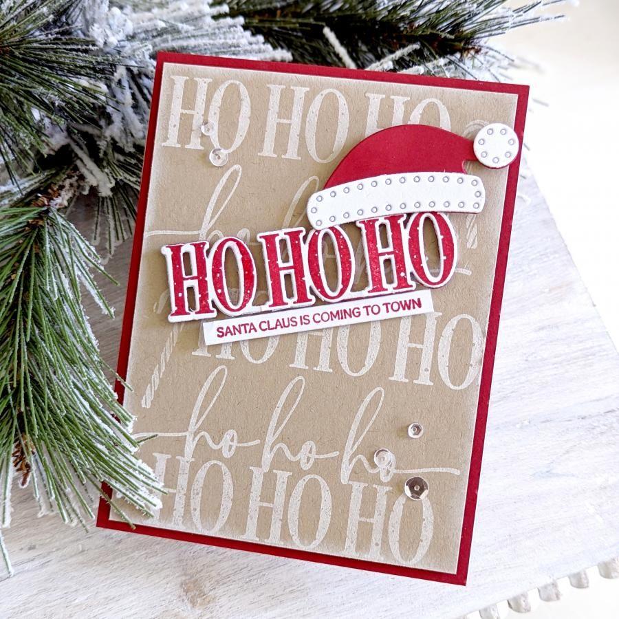 Papertrey Ink This is Big Sentiments Ho, Ho, Ho Dies pti-0851 santa hat