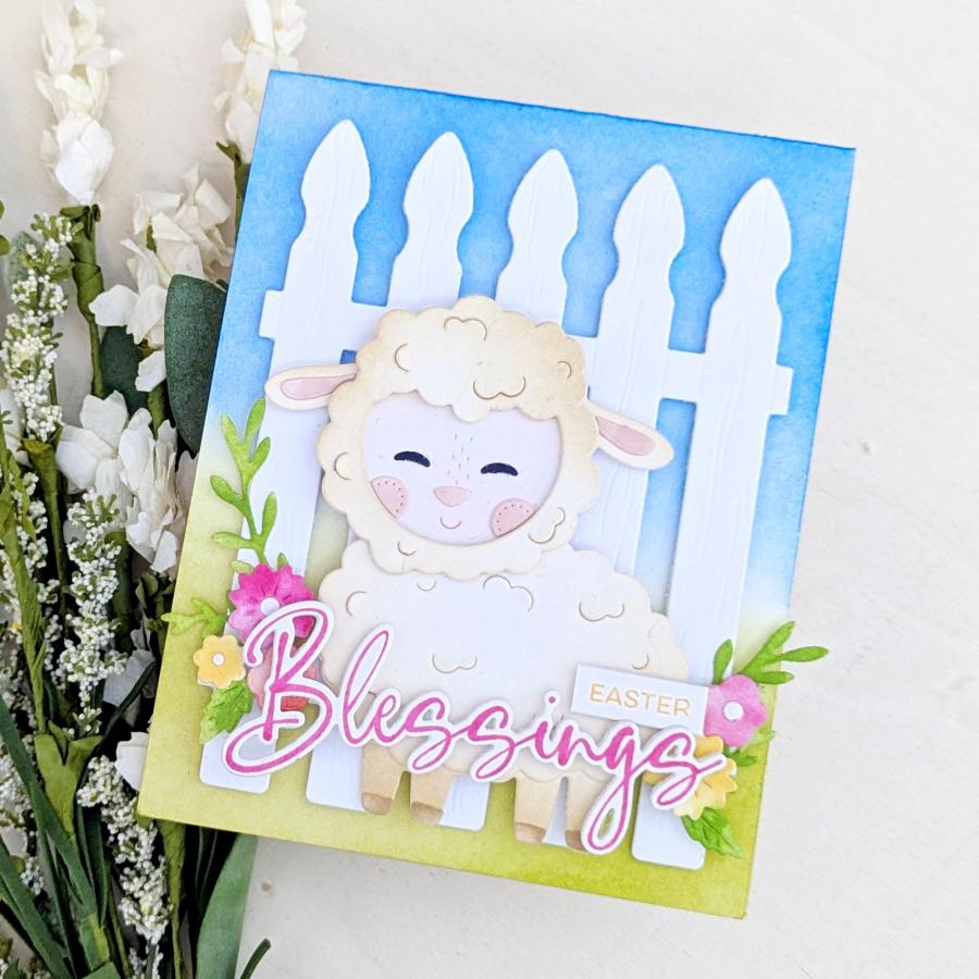 Papertrey Ink This is Big Sentiments Many Blessings Clear Stamp and Die Set fence