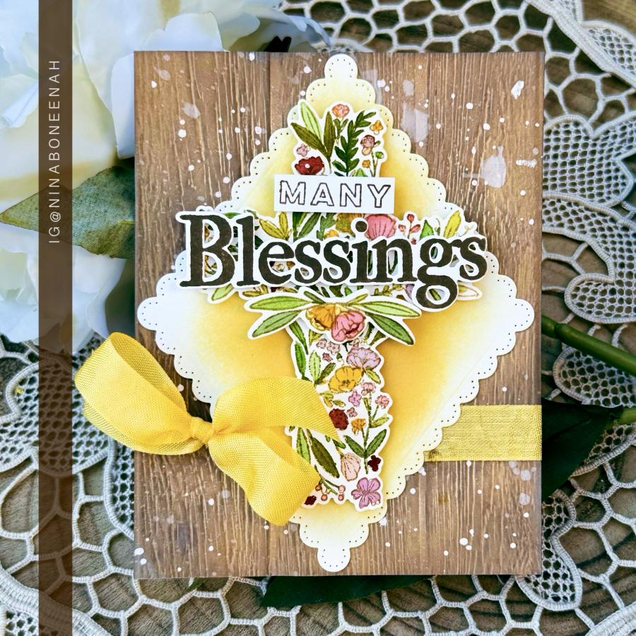 Papertrey Ink This is Big Sentiments Many Blessings Clear Stamps 1630 diamond