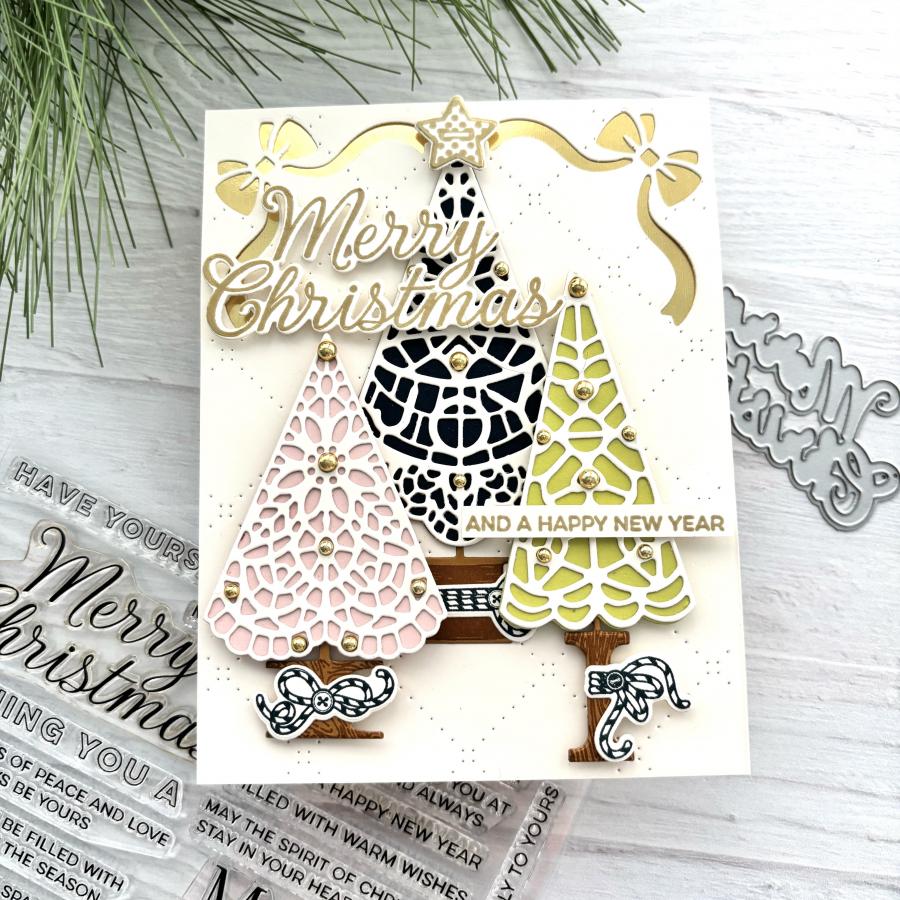 Papertrey Ink This is Big Sentiments Merry Christmas Dies pti-0864 tree
