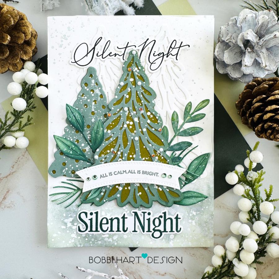 Papertrey Ink This is Big Sentiments Silent Night Dies pti-1020 trees