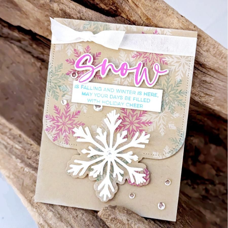 Papertrey Ink This is Big Sentiments Snow Clear Stamp and Die Set snowflakes