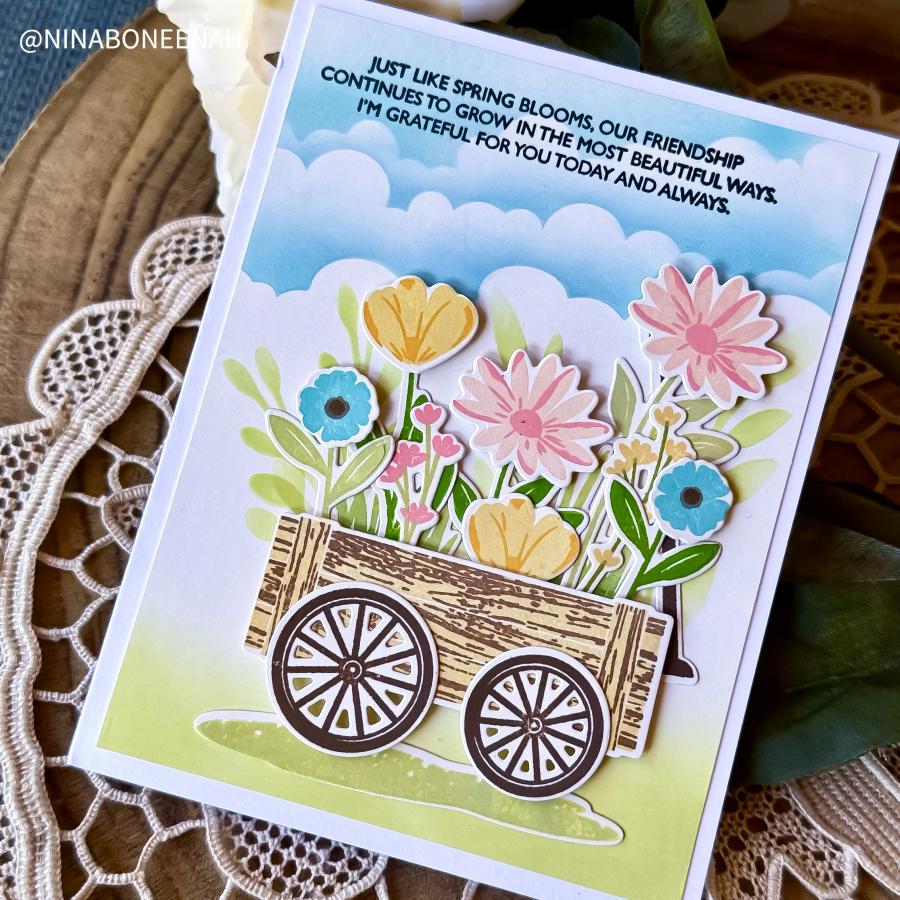 Papertrey Ink This is Big Sentiments Spring Die pti-1069 wagon wheels