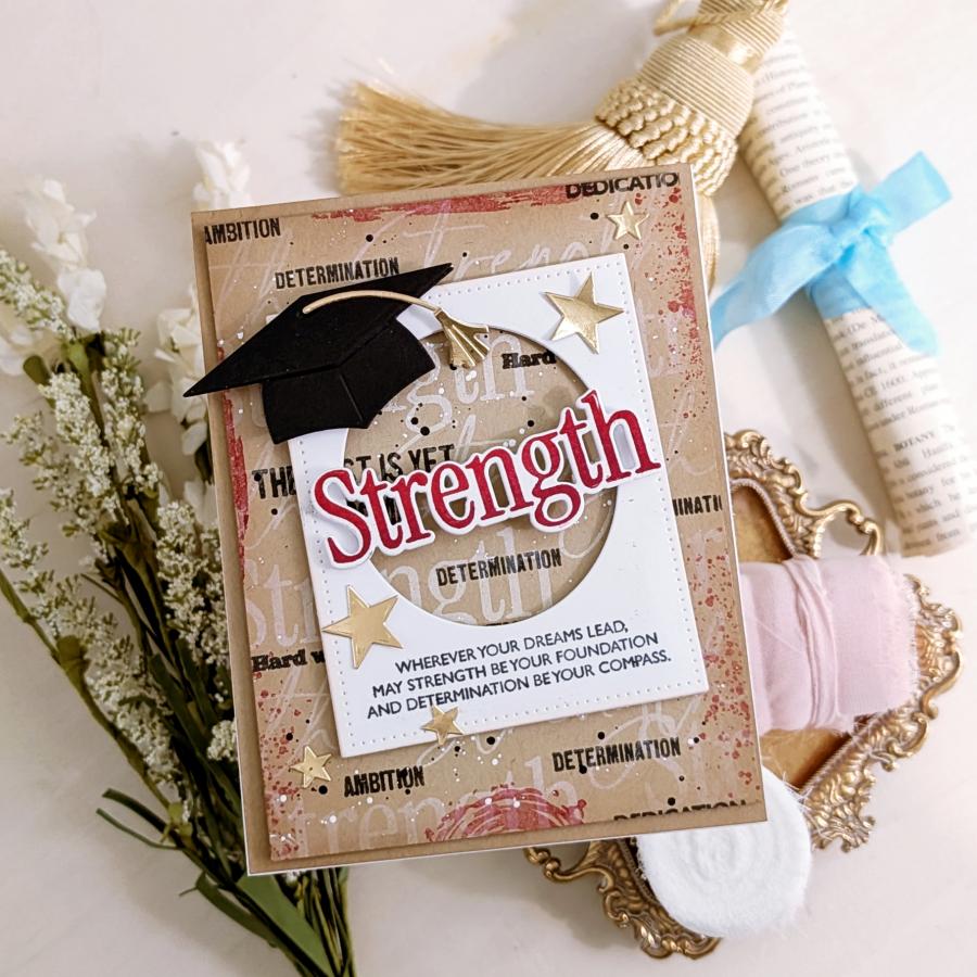 Papertrey Ink This is Big Sentiments Strength Clear Stamp and Die Set graduation