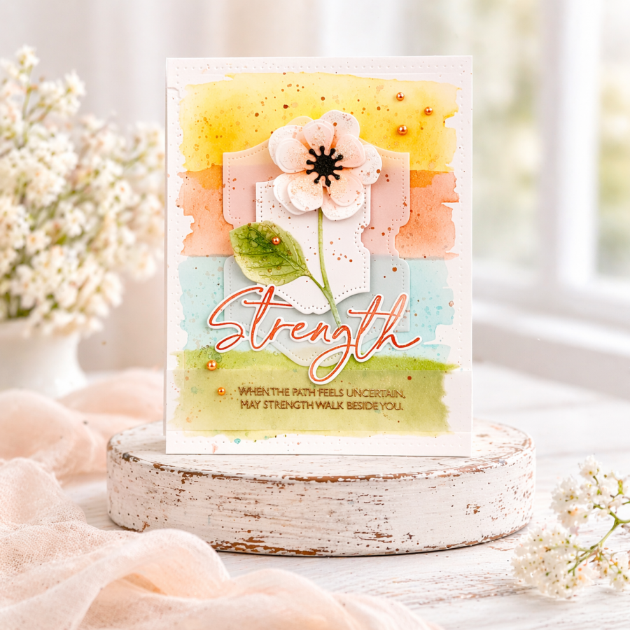Papertrey Ink This is Big Sentiments Strength Clear Stamps 1700 watercolor stripes