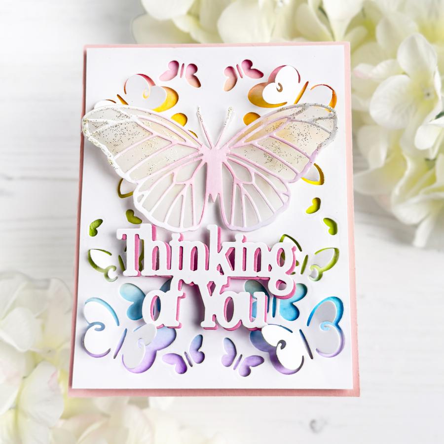 Papertrey Ink This is Big Sentiments Thinking of You Clear Stamp and Die Set butterfly