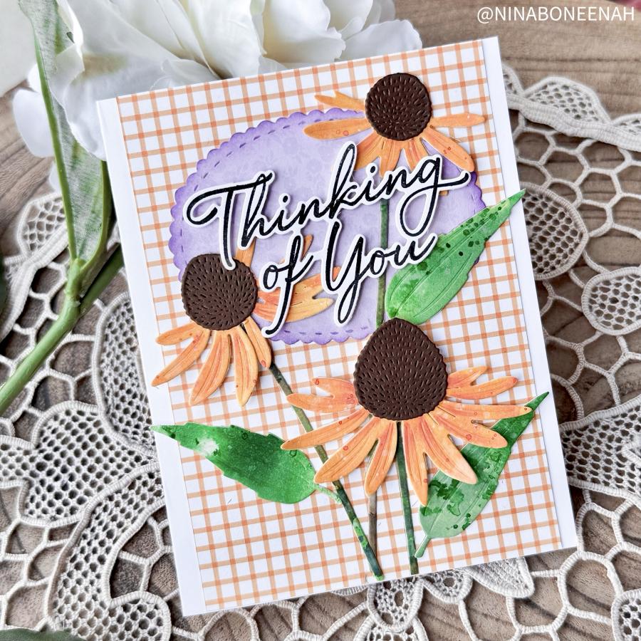 Papertrey Ink This is Big Sentiments Thinking of You Clear Stamp and Die Set plaid