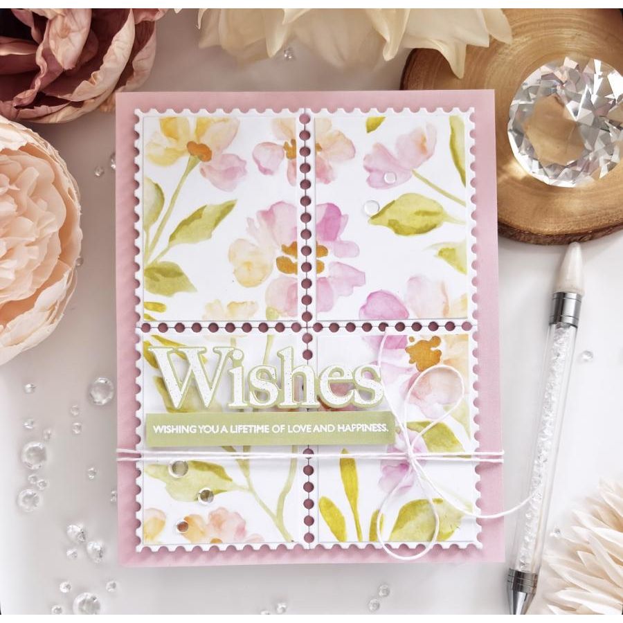 Papertrey Ink This is Big Sentiments Wishes Clear Stamp and Die Set flowers