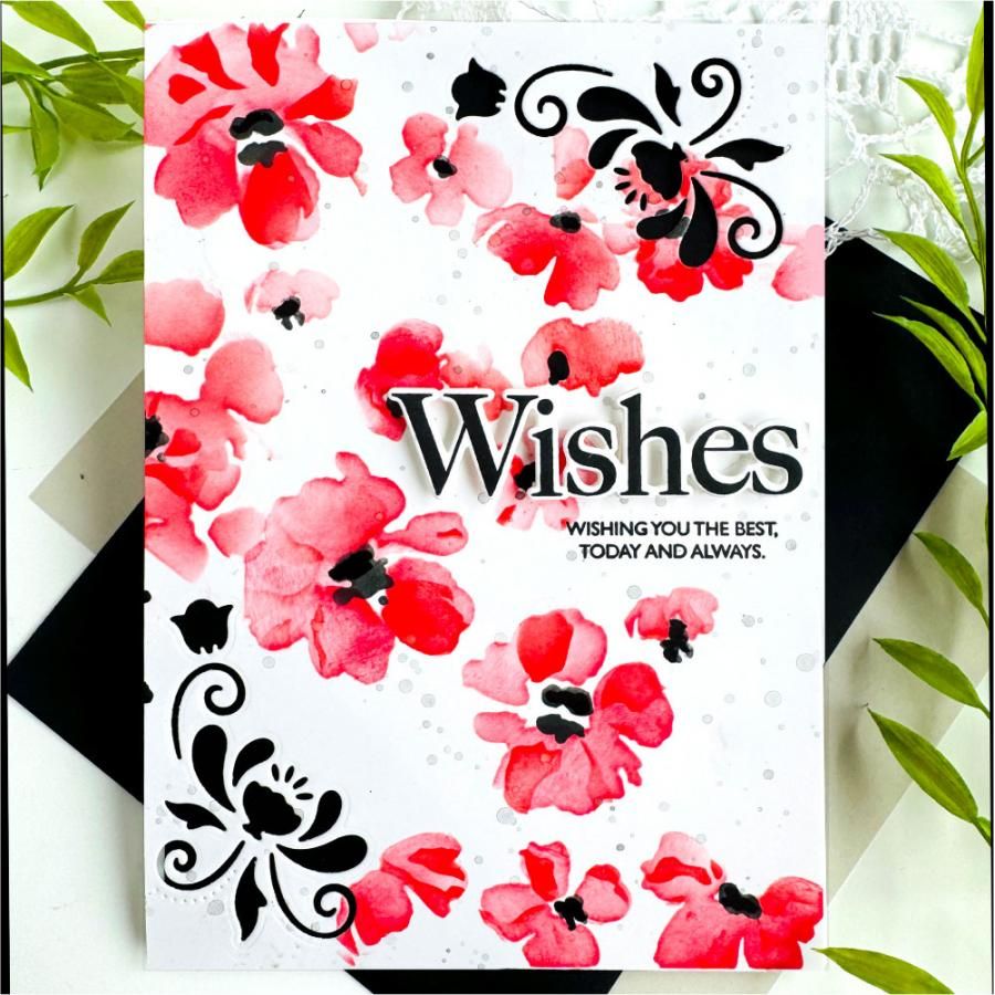 Papertrey Ink This is Big Sentiments Wishes Clear Stamp and Die Set red and black