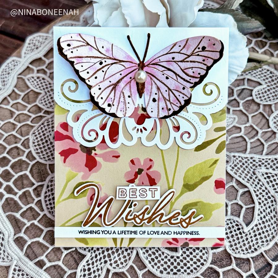 Papertrey Ink This is Big Sentiments Wishes Clear Stamps 1655 butterfly