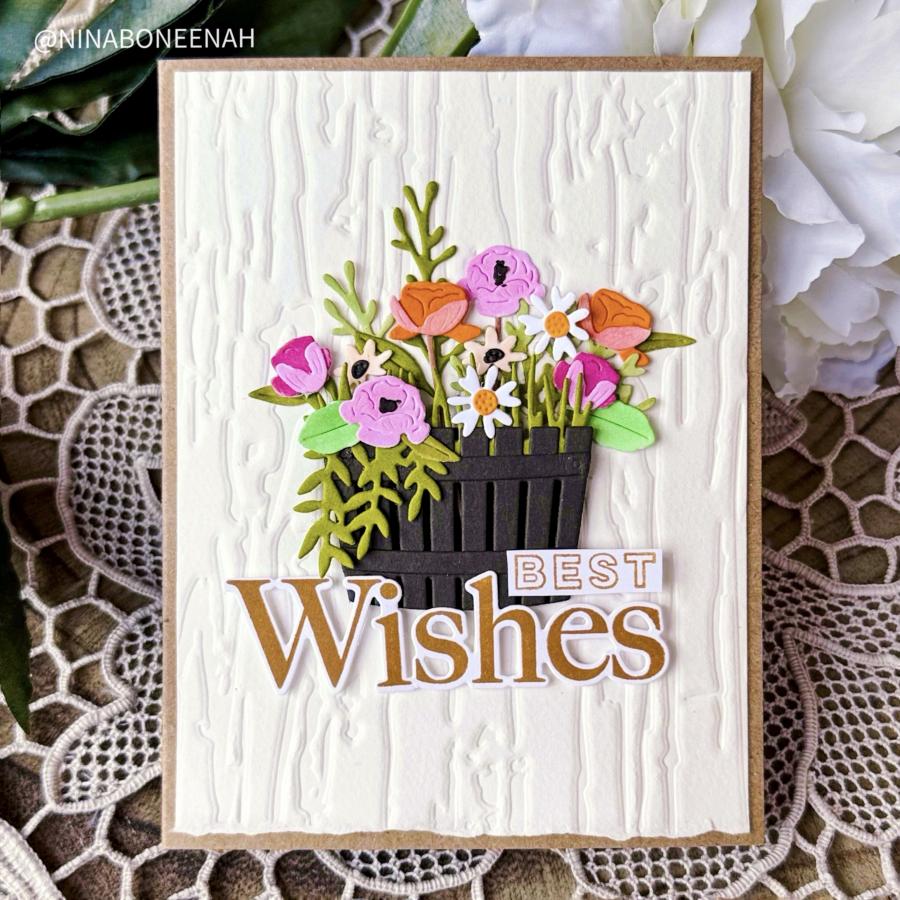 Papertrey Ink This is Big Sentiments Wishes Dies pti-0973 flowers