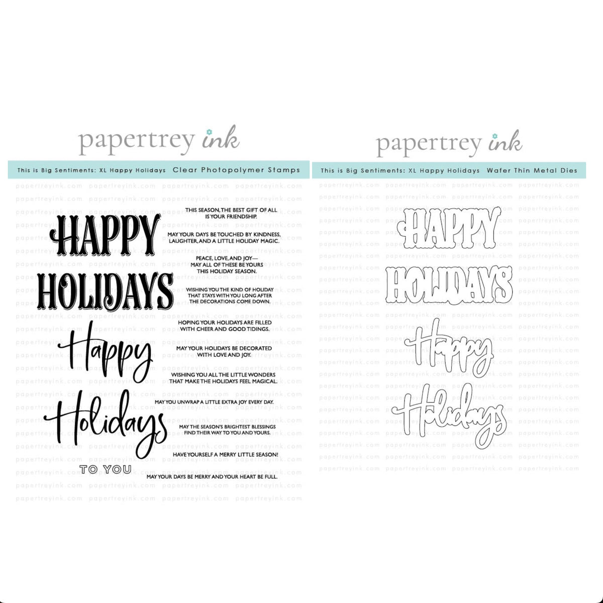 Papertrey Ink This is Big Sentiments XL Happy Holidays Clear Stamp and Die Set