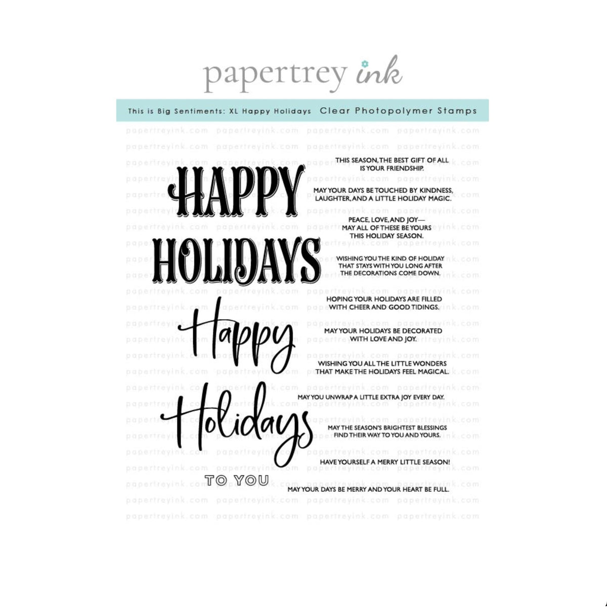Papertrey Ink This is Big Sentiments XL Happy Holidays Clear Stamps 1733
