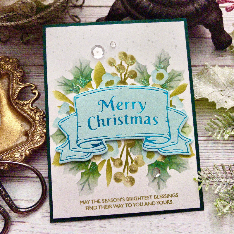 Papertrey Ink This is Big Sentiments XL Happy Holidays Clear Stamps 1733 merry christmas card