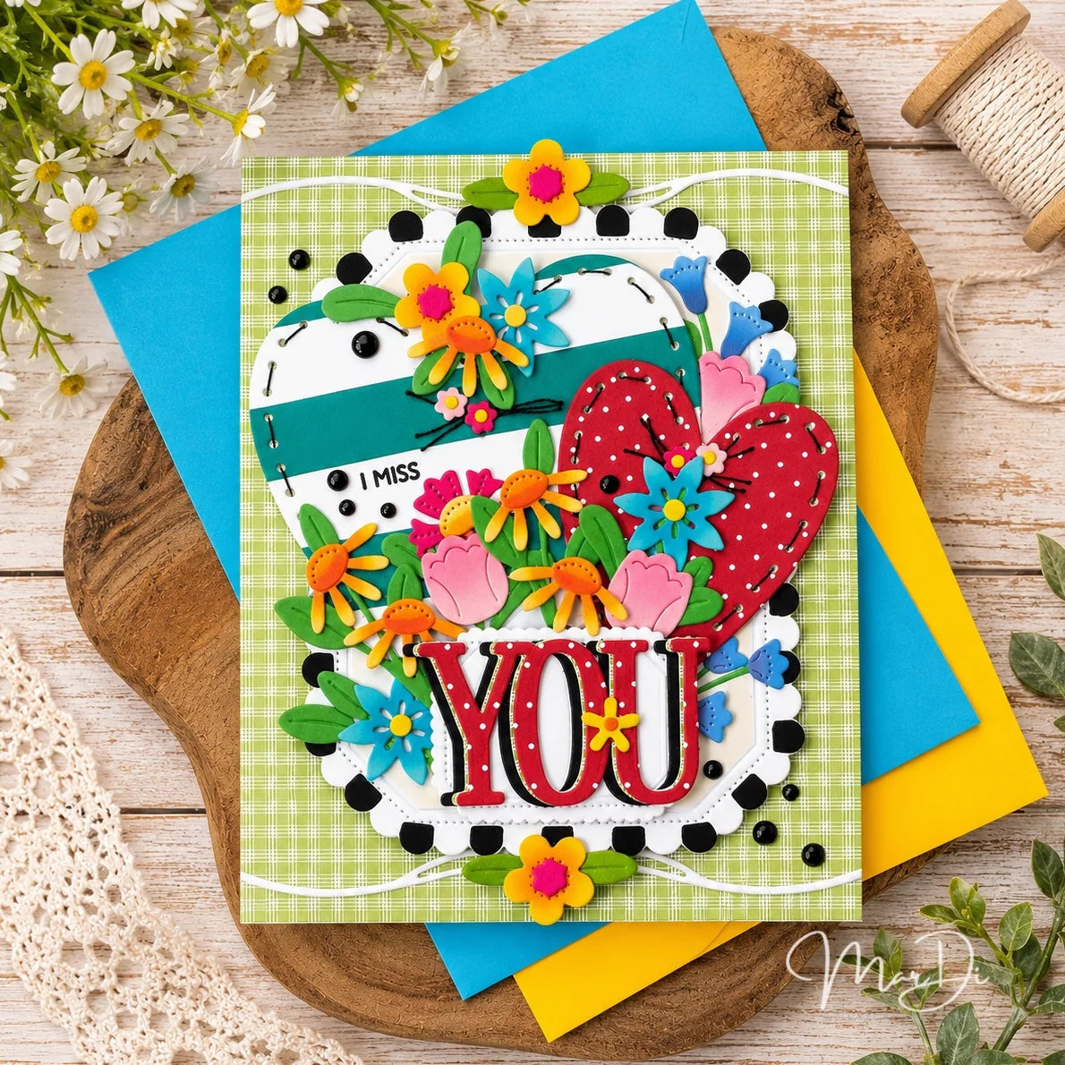 Papertrey Ink This is Big Sentiments You Clear Stamp and Die Set i miss you card