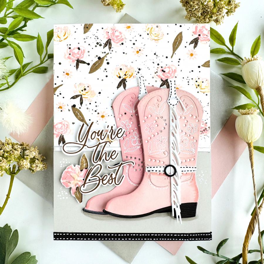 Papertrey Ink This is Big Sentiments You're the Best Clear Stamp and Die Set pink