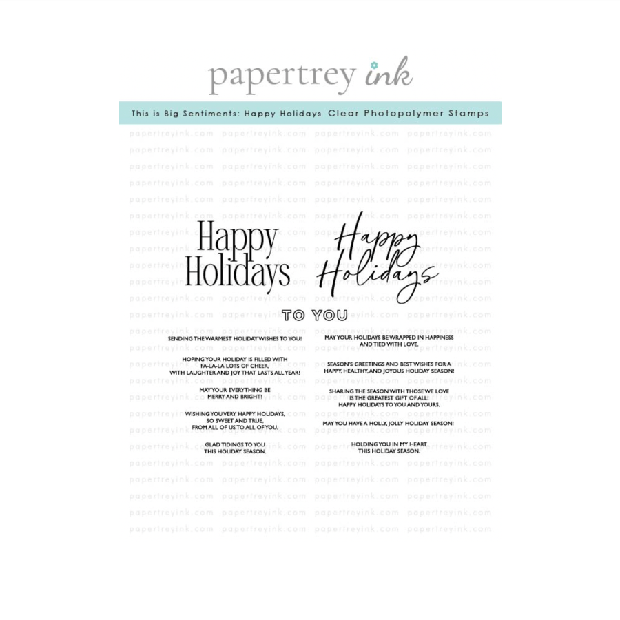 Papertrey Ink This is Bigs Sentiments:Happy Holidays Clear Stamp and Die Set image 1