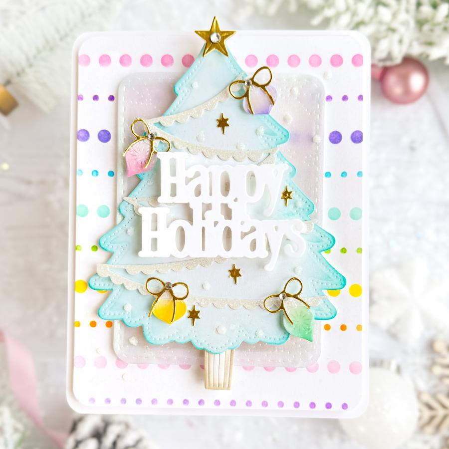 Papertrey Ink This is Bigs Sentiments Happy Holidays Dies pti-1005 ornaments