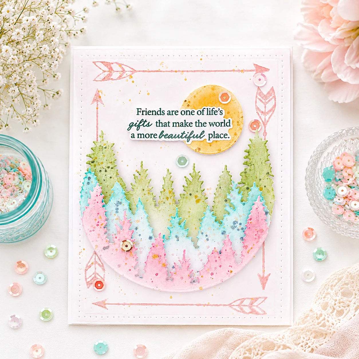 Papertrey Ink Through the Forest pti-1113 pastel colors card