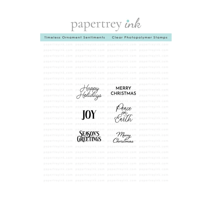 Papertrey Ink Timeless Ornament Sentiments Clear Stamp and Die Set image 1