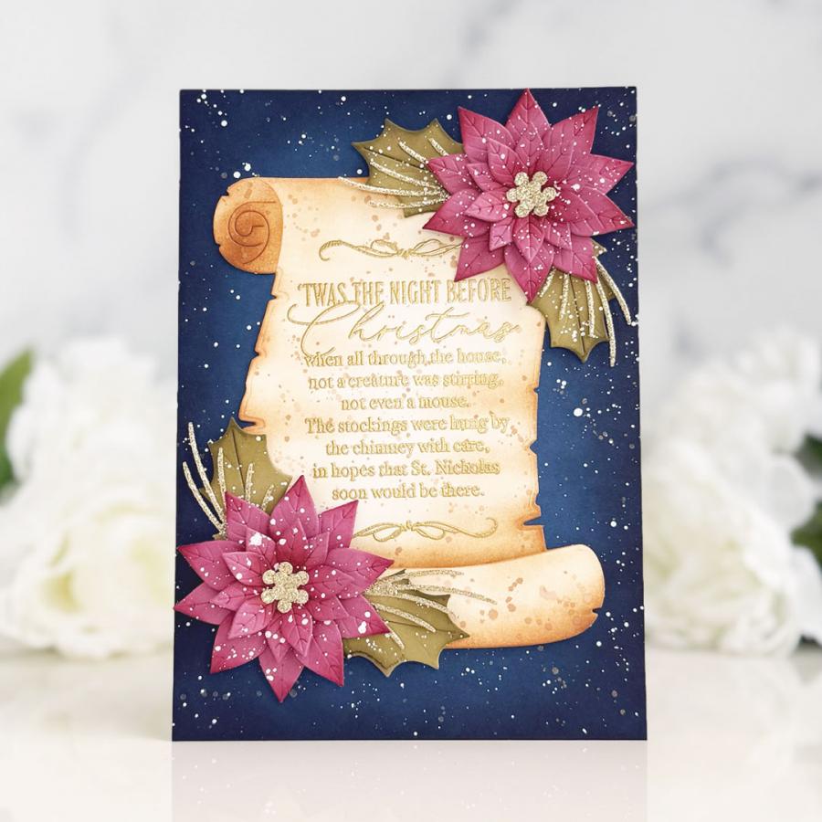 Papertrey Ink Twas the Night Before Christmas Dies pti-1002 poinsettia